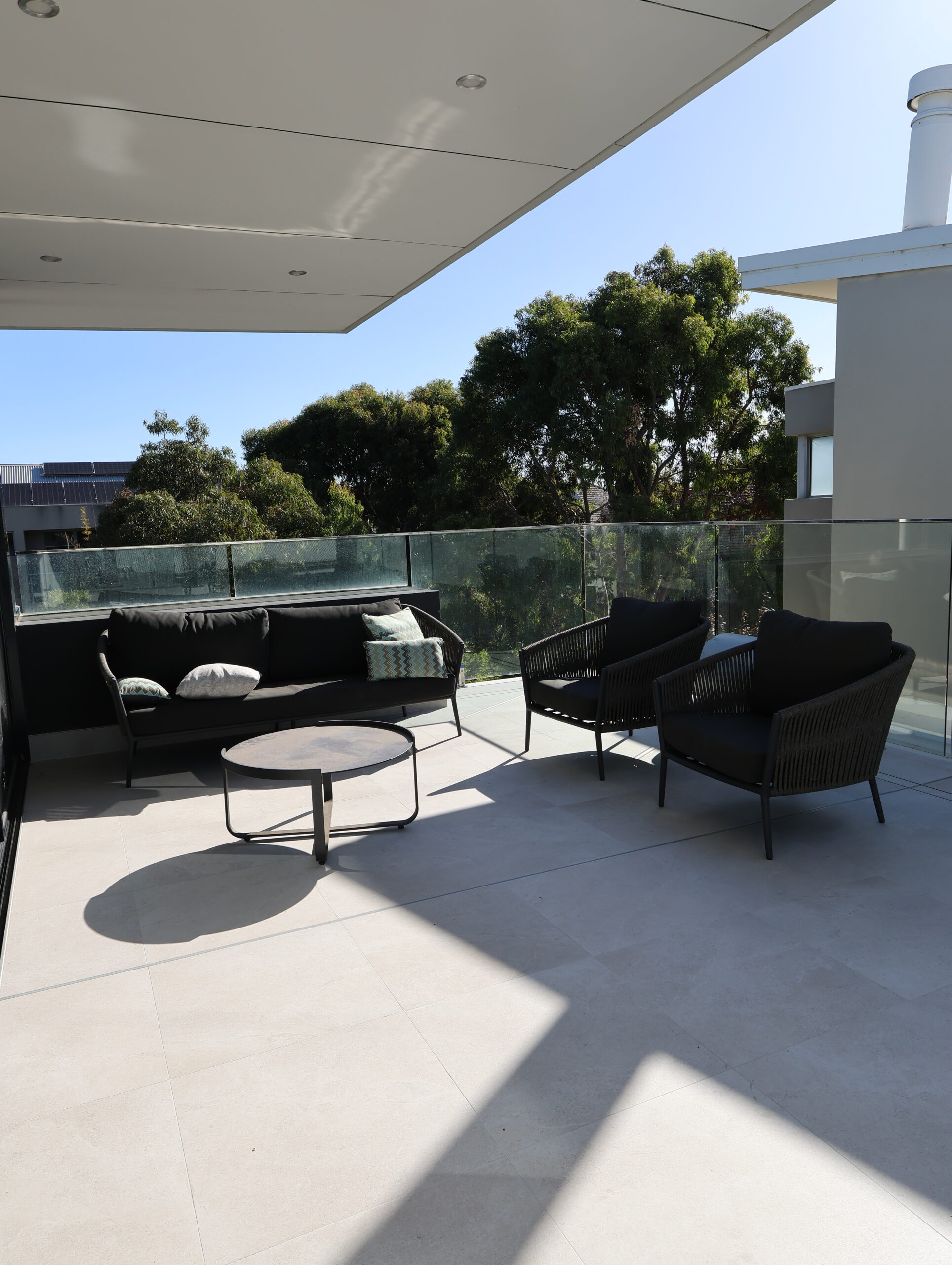 Finished balcony floor with new tiles.